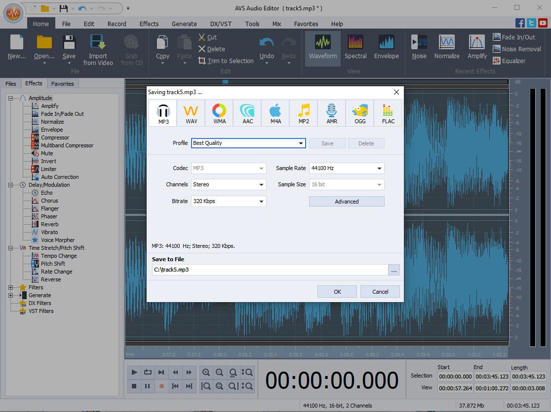 screenshot of AVS Audio Editor
